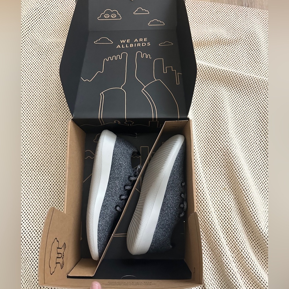 Brand new in-box  Allbirds Wool Runner natural gray US sz Men’s 9